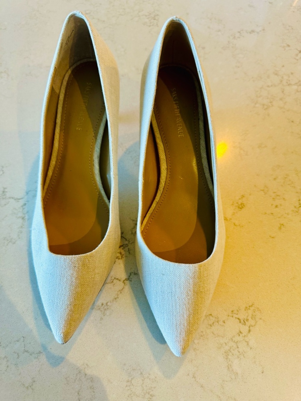 Saks Fifth Avenue Women's Pointed-Toe Linen Pumps in Cream
